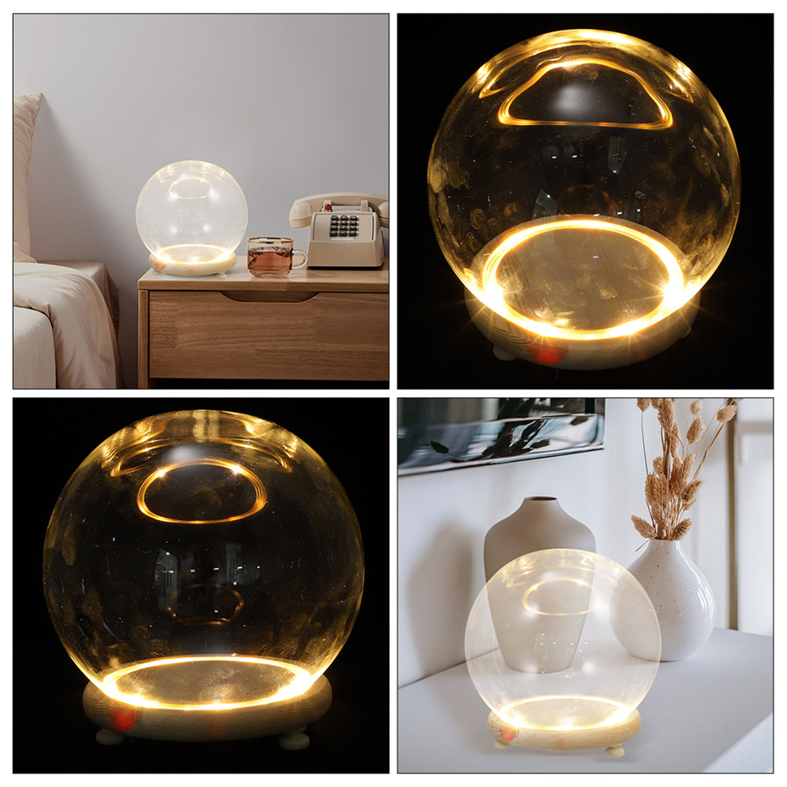 Plastic Dome Clear - Szklana kopuła do ekspozycji kwiatów, drewniana